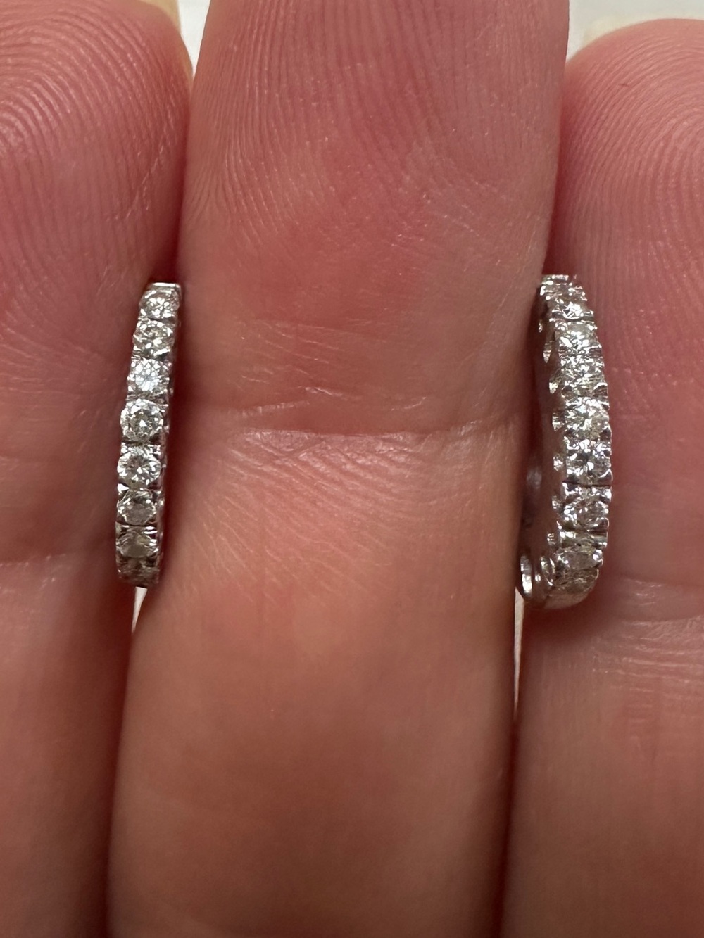 Pasquale Bruni 18k White Gold Diamond Earrings Small Hoops